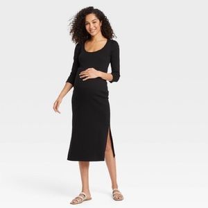 Hatch Maternity 3/4 Sleeve Ribbed Jersey Dress